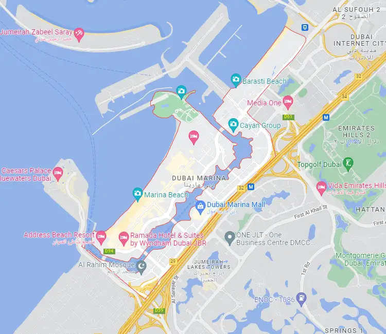 Dubai Marina Location Map