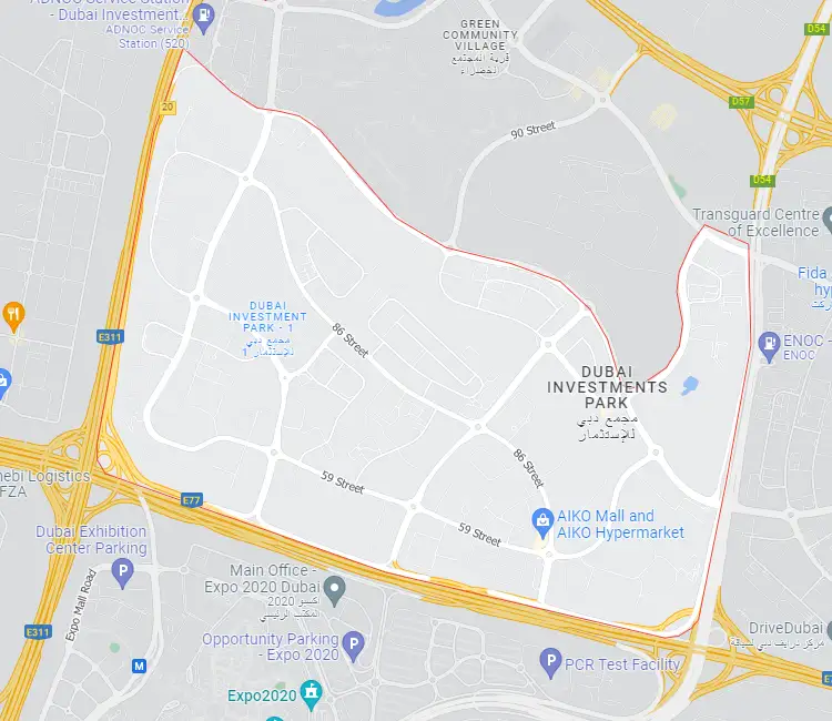 Dubai Investment Park 1 Location Map