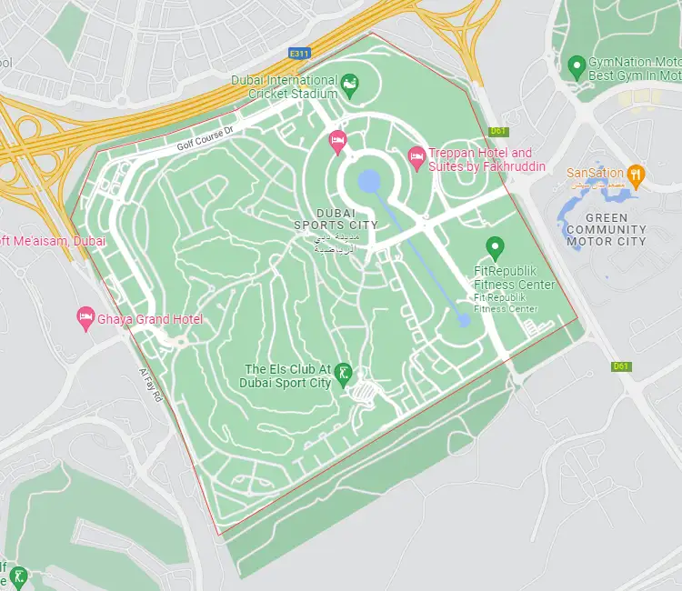 Dubai Sports City Location Map