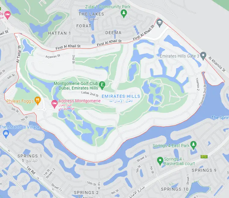 Emirates Hills Location Map