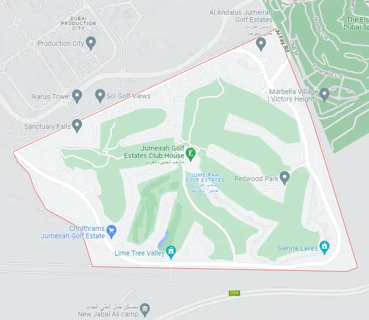 Jumeirah Golf Estates Location Map