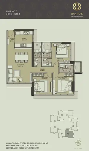 Unit No-7, 3 BHK, Type 1