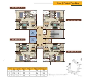 Tower K, Typical Floor Plan