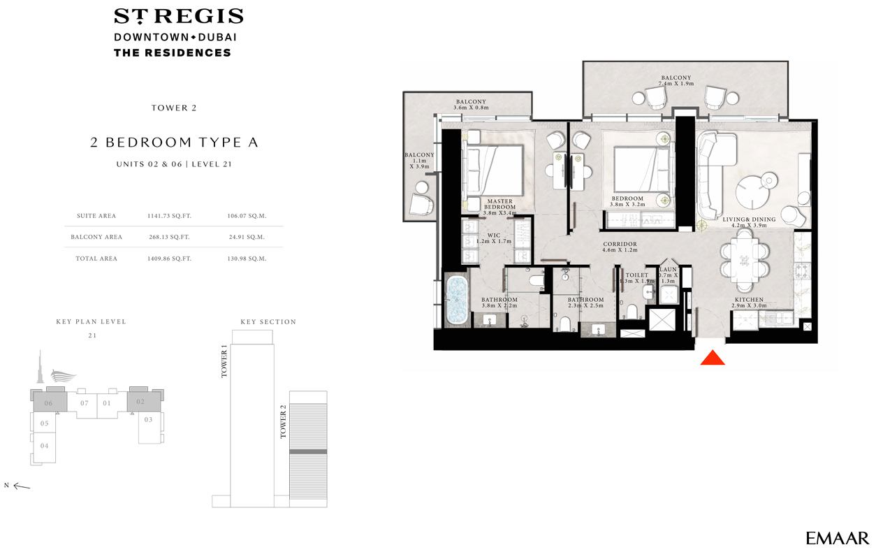 Type A, Unit 02 & 06, Level 21