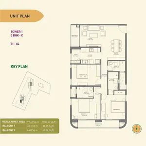 3 BHK-C, T1-04