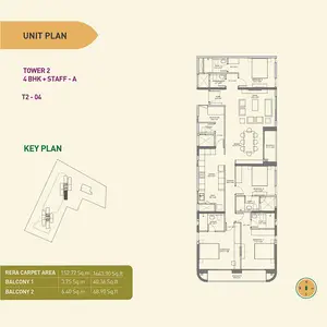 4 BHK+Staff-A, T2-04