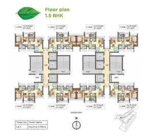 1.5 BHK, Tower 1 & 2, Palm & Citrus