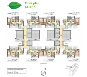 1.5 BHK, Tower 3, PINE