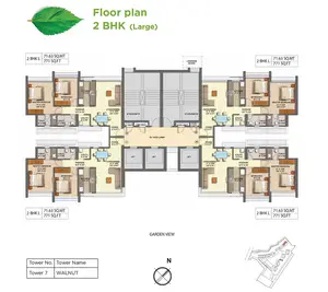 2 BHK (Large), Tower 7, 2 BHK L, WALNUT