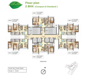 2 BHK, Tower 4, OAK