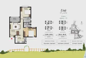 Type 1, 2BHK+2T
