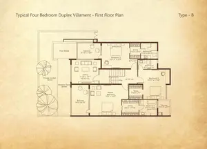 Type B, Typical Four Bedroom Duplex Villament-First Floor