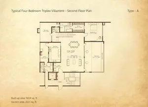 Type A, Typical Four Bedroom Triplex Villament-Second Floor Plan