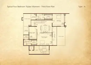 Type A, Typical Four Bedroom Triplex Villament-Third Floor Plan
