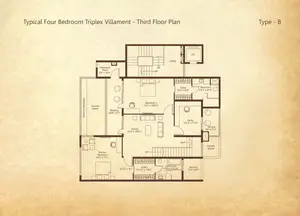 Type B, Typical Four Bedroom Triplex Villament-Third Floor Plan