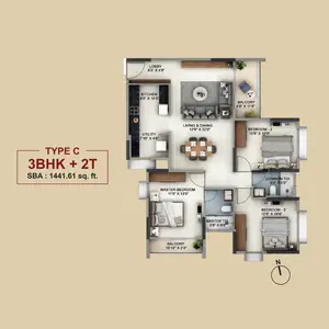 Type C, 3BHK+2T