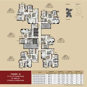 3rd to 13th Floor Plan, 15th and 16th