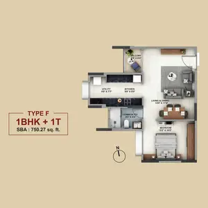 Type F, 1BHK+1T