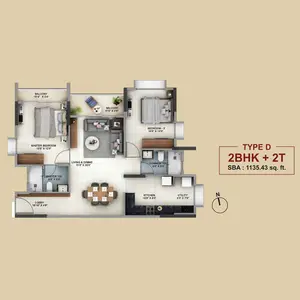 Type D, 2BHK+2T