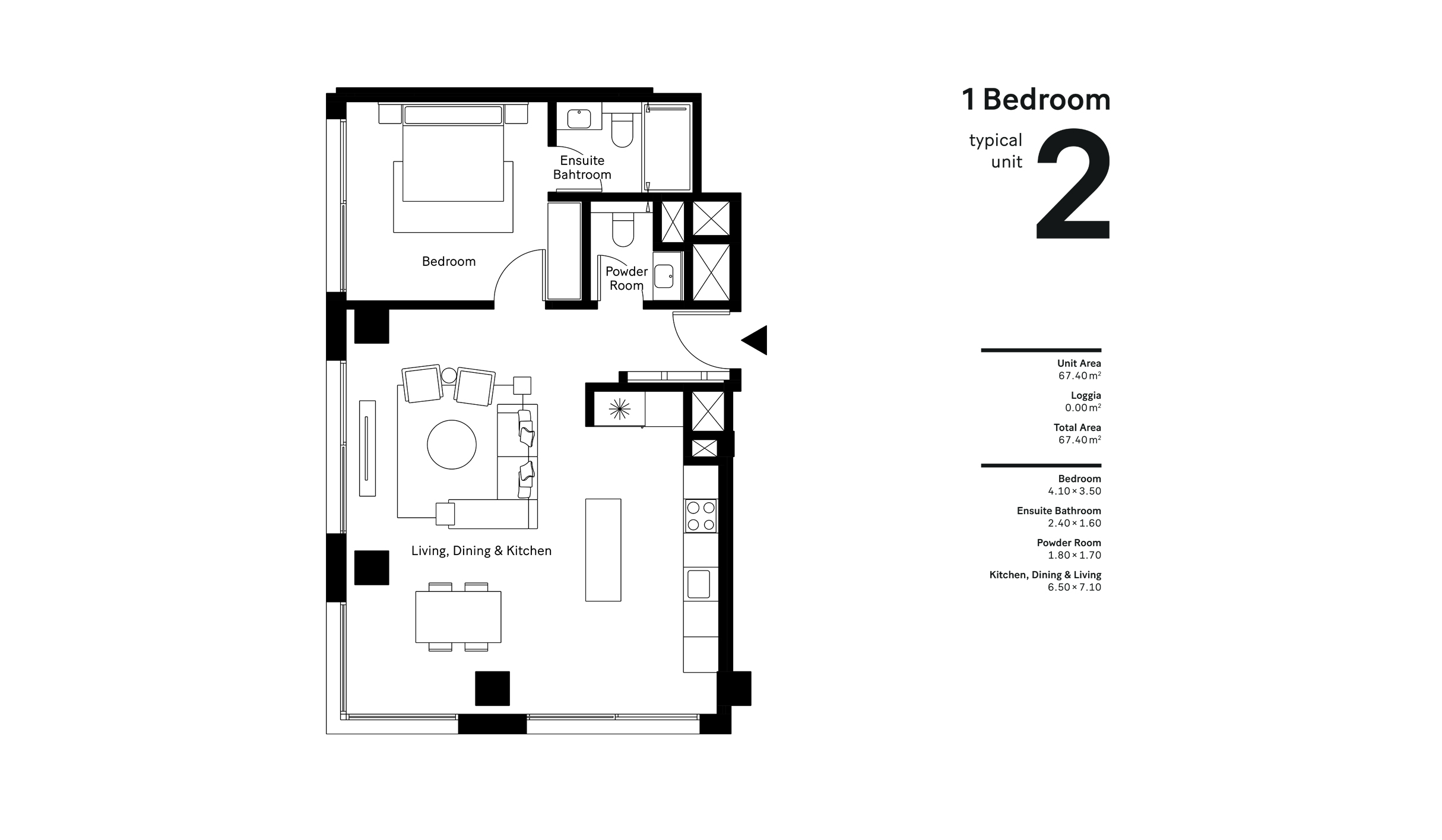 1 Bedroom, Typical Unit 2