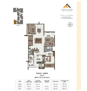 Type K, Duplex Lower, 11th & 12th Floor