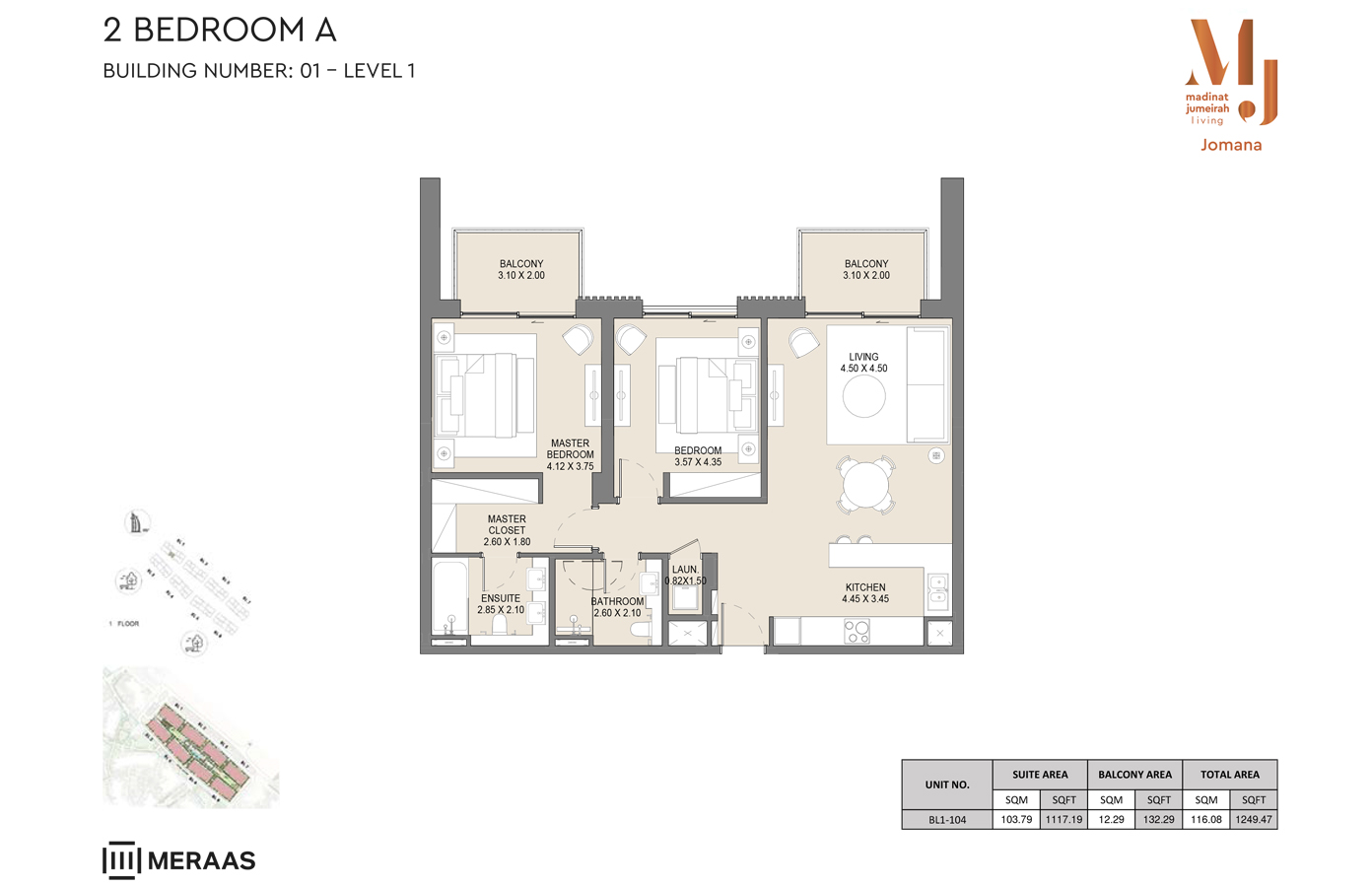 2 Bedroom A, Level 1