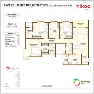 Type H1-Three Bed With Study