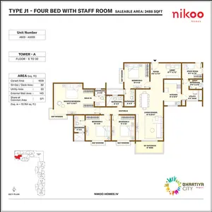 Type J1-Four Bed With Staff Room