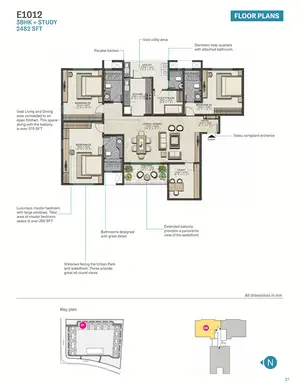 E1012, 3BHK + Study