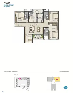 E1013, 3BHK + Study