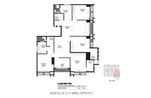 4.5 BHK Unit Plan, Jodi Flat, Option 2