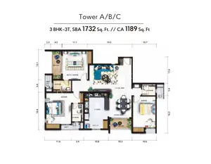 Tower-A,B,C, 3 BHK-3T