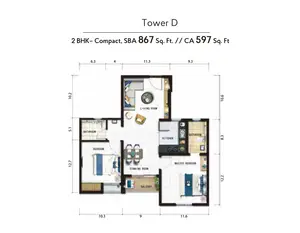 Tower-D, 2 BHK-Compact
