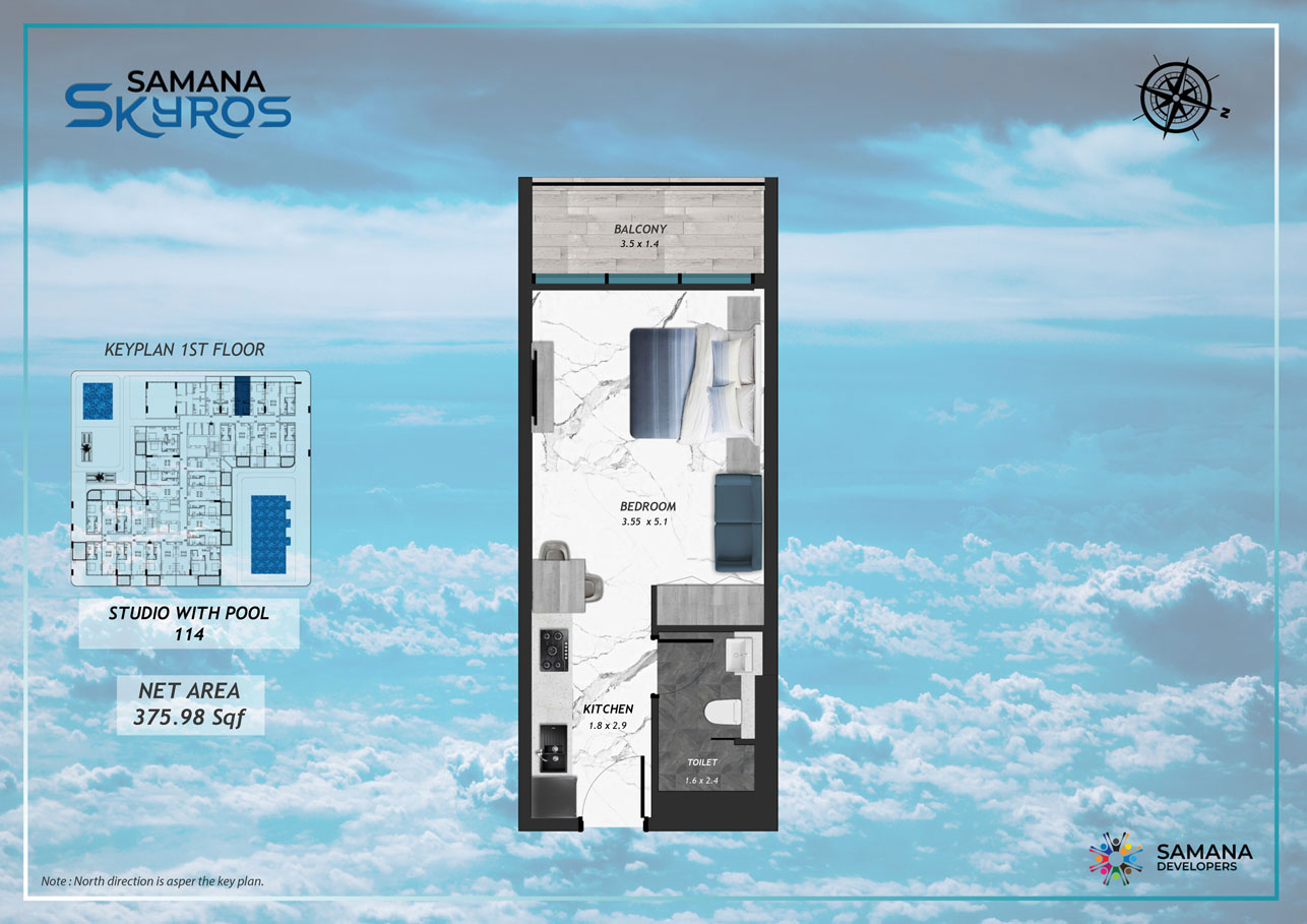 1st Floor, Studio with Pool 114