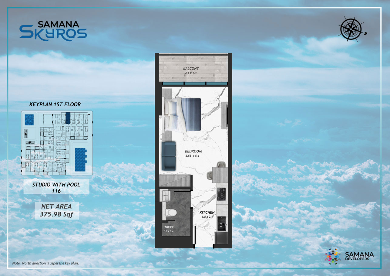 1st Floor, Studio with Pool 116
