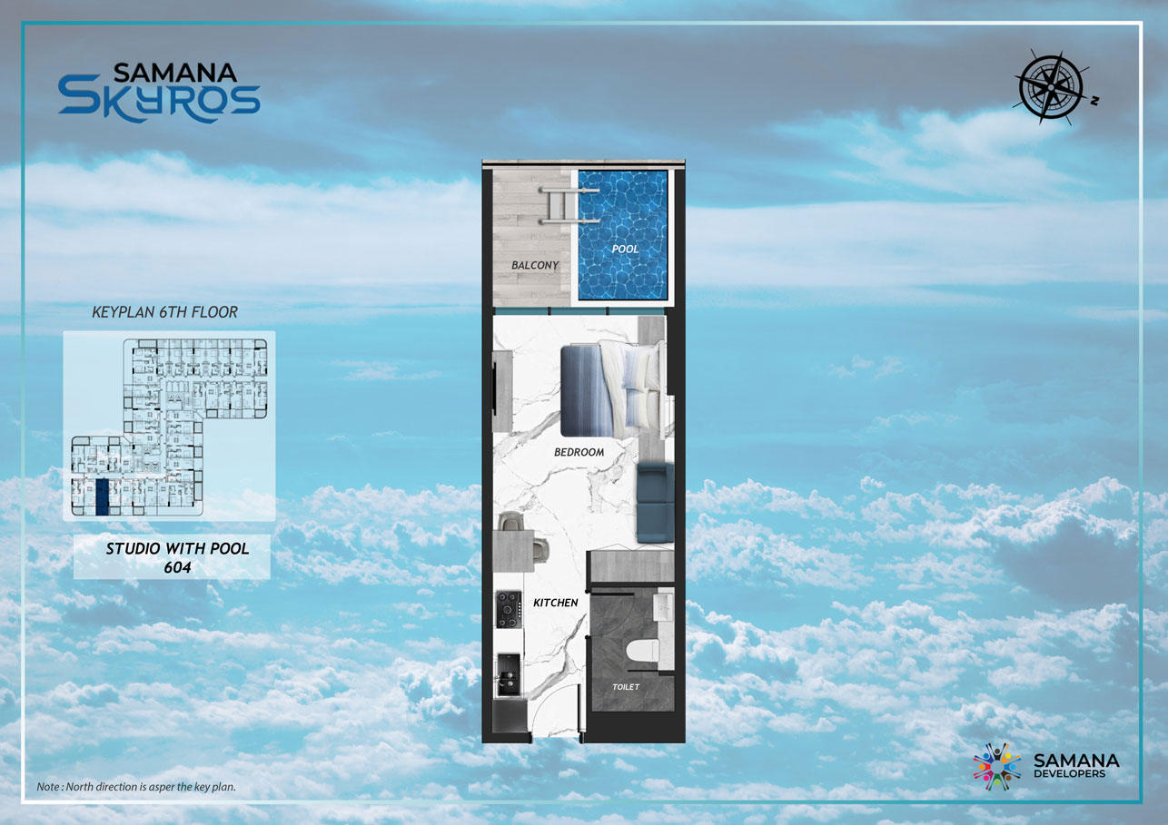 6th Floor, Studio with Pool 604