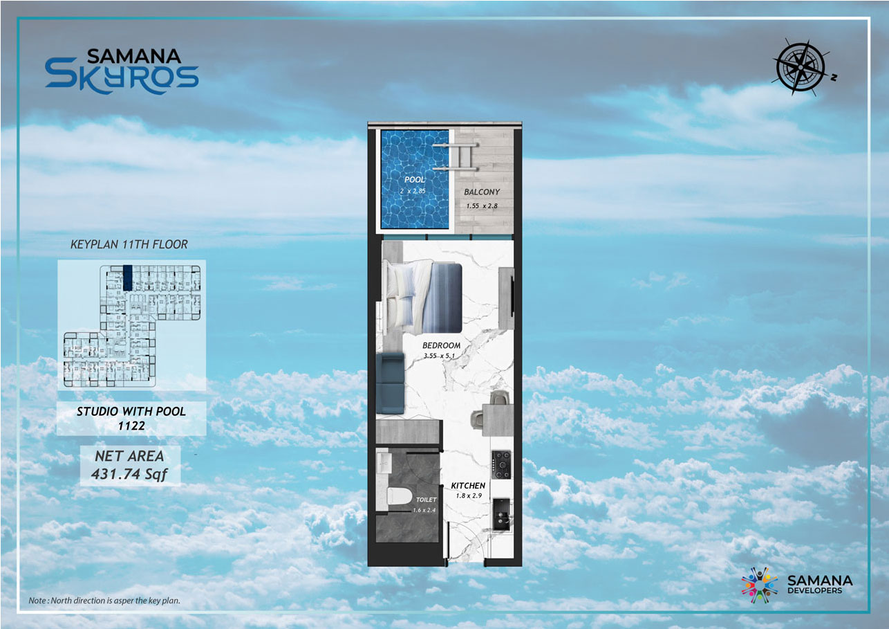 11th Floor, Studio with Pool 1122