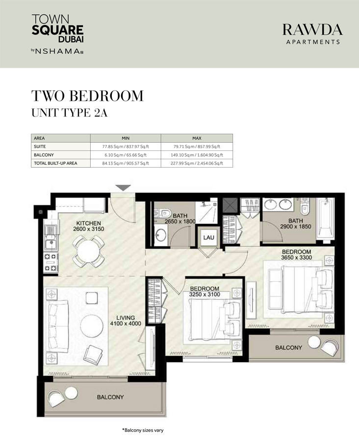 2 Bedroom, Unit Type 2A