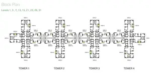 Block Plan, Level-1,3,7,13,15,21,23,29,31