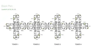 Block Plan, Level-4,8,16,24,32