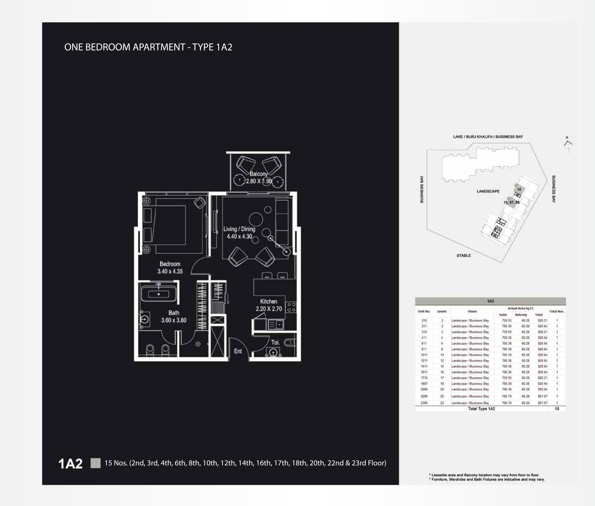 1 Bedroom Apartments, Type 1A2