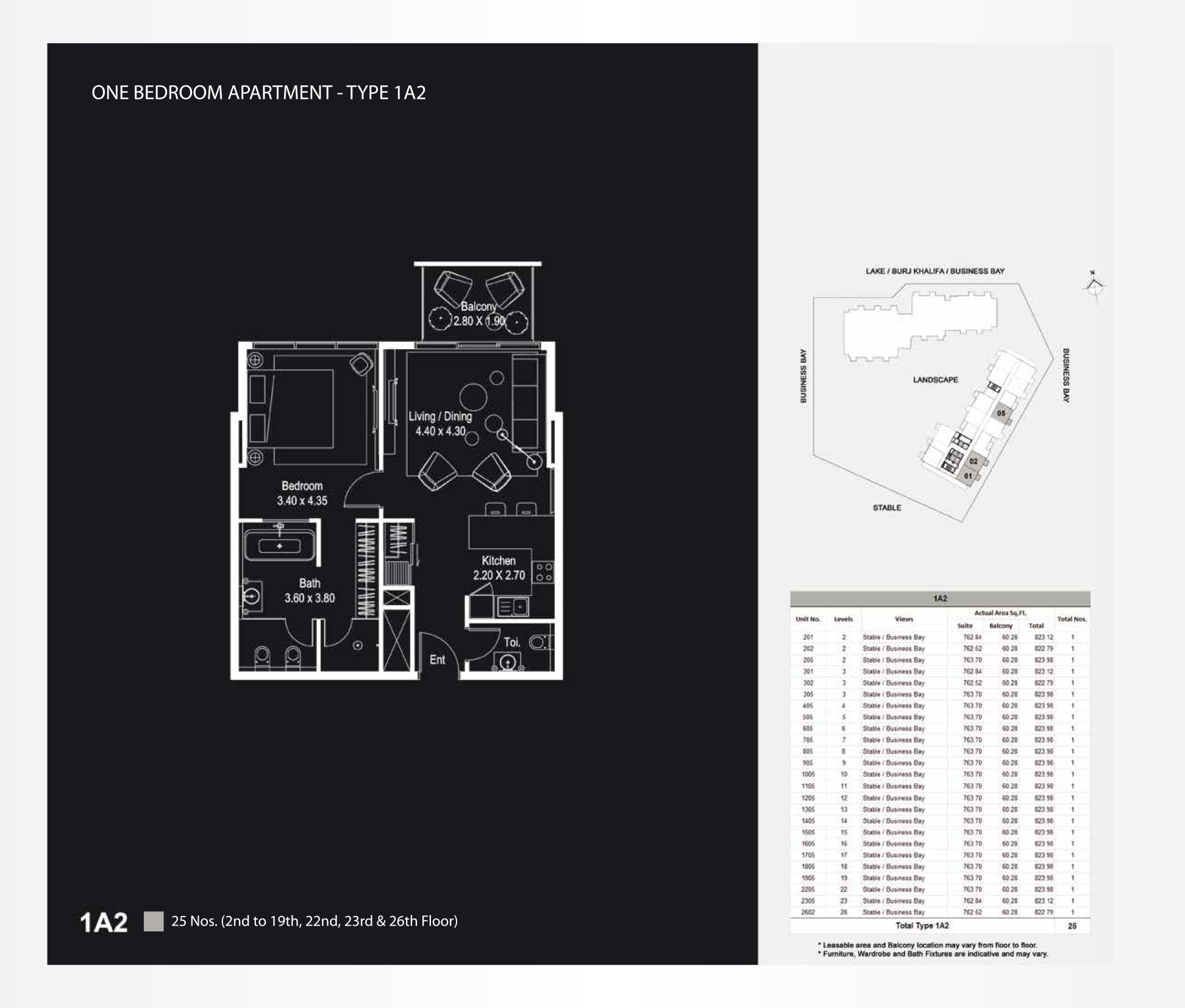 1 Bedroom Apartments, Type 1A2