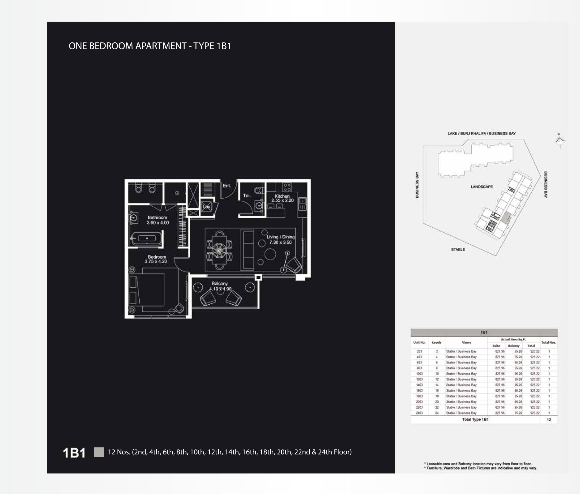 1 Bedroom Apartments, Type 1B1