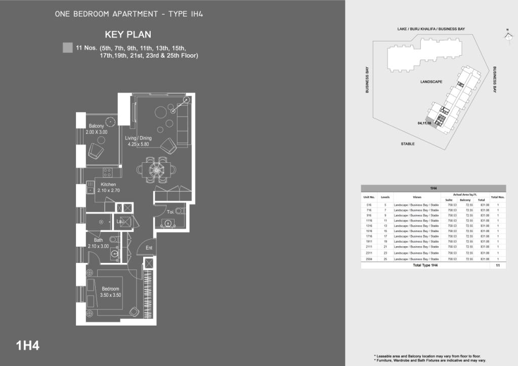 1 Bedroom Apartments, Type 1H4