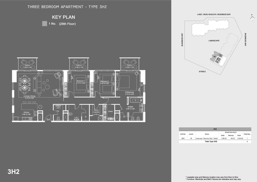 3 Bedroom Apartments, Type 3H2