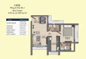 Wing A, Flat No 1, Rera Carpet