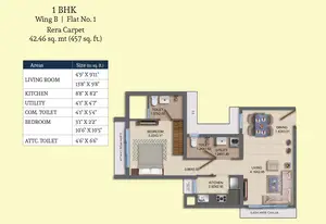 Wing B, Flat No 1, Rera Carpet