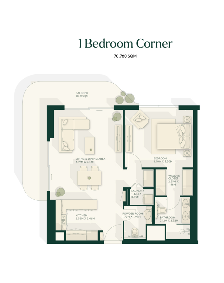 1 Bedroom Corner