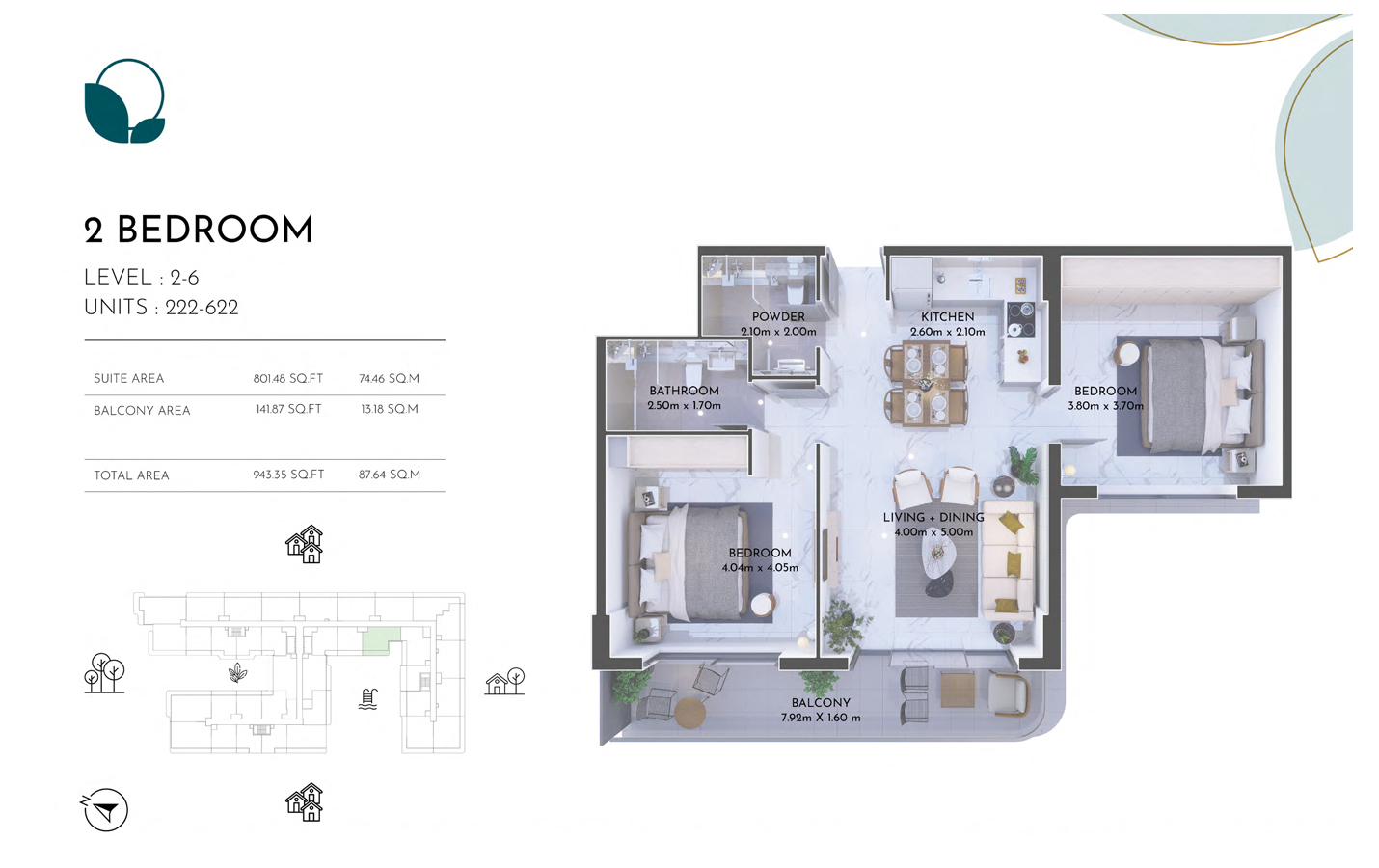 Level 2-6, Unit 222-622