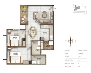 Type 2BHK+2T, Facing-East